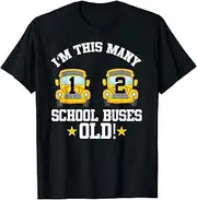 [X.Style] 2 Year Old 2nd Birthday for Kids Boys Funny School Bus ds010 T-Shirt (S) Black