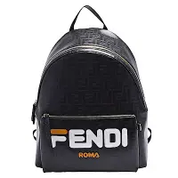 在飛比找Yahoo奇摩購物中心優惠-FENDI 釉面緹花Fendi Mania牛皮飾邊帆布拉鍊手