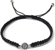 [MYSTIC JEWELS] by Dalia - Classic Handknitted Macrome Evil Eye Bracelet with Zircons in Blue and White