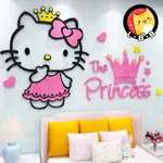 HELLO KITTY貓3D立體牆貼 亞克力動漫貼畫 兒童房女孩臥室卡通裝飾