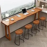All solid wood bar Dining table tall narrow,Industrial Wooden Balcony Bar Table,Counter Height Kitchen Dining Table For Small Space,Rustic Long Bar Table,Bistro Pub Counter,No Stools(100*45*105cm/39.4
