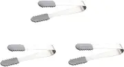 GREENADSCAPE 3Pcs Stainless Steel Ice Cube Tongs with Saw Tooth Edges Multi Purpose Serving Tongs for Ice Buckets Salad and Sugar Essential Kitchen Tool for BBQ and Buffets