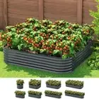 Garden Bed 9-In-1 Galvanized Steel Planter Box, Gardening Supplies Plant Contain