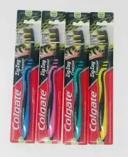 4 X Colgate ZigZag Charcoal Medium Interdental Bristle Toothbrush Deep Clean