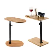 ACA Round / Square Free Standing Bathtub Caddy Tray Sofa Side C-shaped End Table Height Adjustable 360 Swivel