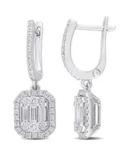 14K 1.11 ct. tw. Diamond Halo Cuff Clip-On Earrings