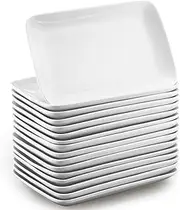 Irenare 16 Pcs 10 Inch Rectangular Salad Plates White Rectangular Porcelain Dessert Plates Appetizer Serving Tray Rectangular Porcelain Platters for Fruit Sushi Dinner Parties, Microwave, Oven Safe