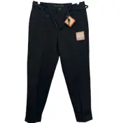Dockers Women's Black Pants Size 8 Ankle Leg Stretch Mid Rise with Belt NWT