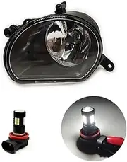 Fog Lights Car LED Front Fog Light Fog Lamp Foglights Headlights DRL Halogen Bulb For Q7 2010 2011 2012 2013 2014 2015 Fog Light Lamp Assembly(LED Only R side)