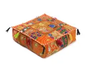 Orange 16X16X5" Square Patchwork Floor Decorative Cushion Cover Unfilled Pillows