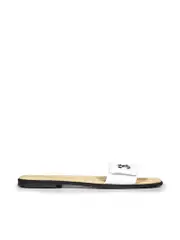White Leather Velcro Flats