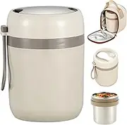 Insulated Food Jar with Folding Spoon 500ML Food Flask with Carrying Bag Thermal Food Soup Container Lunch Cup for Kids Adults