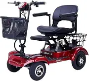 4 Wheel Electric Scooter,4 Wheel Electric Scooter,380W Folding Electric Scooter for Seniors, Load: 200kg (440lb)(Red dual drive,10ah)