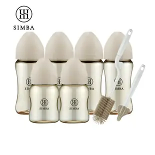 【Simba 小獅王辛巴】 蘊蜜鉑金PPSU寬口奶瓶極淨組 4大2小+奶瓶刷+奶嘴刷