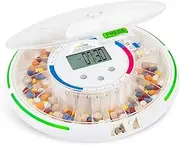 LiveFine Automatic Pill Dispenser with 28-Day Electronic Medication Organizer, 6 Dosage Templates, Easy-Read LCD Display, Sound & Light Alerts & Key for Prescriptions, Vitamins, Supplements & More