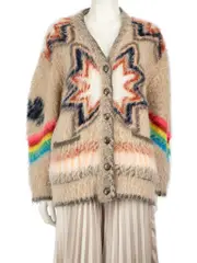 Rainbow-Intarsia Jacquard Cardigan