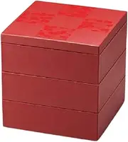 J-Kitchens Excursion Lunch Box, Made in Japan, Saiun Checkered, 50 Triple Tiers, Ginshu, 1 Set, 5.9 inches (15 cm), Osechi
