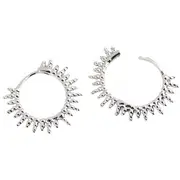 ANYCO Earrings Sterling Silver Geometric Small Beads Circle Stud For Women Girl Fashion Stylish Rock Punk Accessories Jewelry Gifts