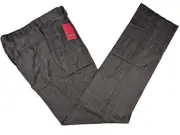 Luigi Bianchi Trousers 34, Grey windowpane Flat front Relaxed fit Wool/Cashmere