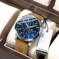 在飛比找蝦皮購物優惠-Poedagar 豪華手錶防水計時多功能皮革石英男士風格手錶