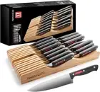 17PCS Kitchen Knife Set in Drawer,Knife Block Set Including 8Pcs Steak Knives,