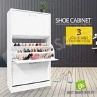 45 Pairs 3 Drawers Shoe Cabinet Cupboard Storage Organiser Shelf Wooden Rack