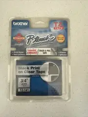 Brother P-touch TZ-141 Label 3/4" Black Print on Clear Tape