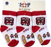 [No.1 Gifts] 3 Pairs London Union Jack Big Ben Guard Baby Newborn Infant Toddler Socks 0-36 Months (3 Pairs)