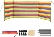 Wind Break - Windbreaker Sun Shelter - Garden Beach Wind Break - Outdoor Wind Protection Screen with Poles, Sandbags, Storage Bag for Beach Shade, Picnics, Fishing, Backyard BBQ