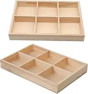 Zerodeko 2pcs Wooden 6-slot Boys and Girls' Art Tool Storage Box for Crayons Writing Utensils School Classroom