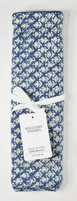 Williams-Sonoma HARVEST BLOCKPRINT Table Runner 16x108 Navy Blue NEW