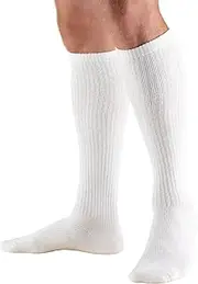 Truform Compression Socks, 20-30 mmHg, Men's Gym Socks, Knee High Over Calf Length, White, Small