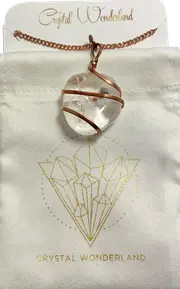 Infinity Loop Crystal Tumbled Clear Quartz Pendant Copper Healing Natural