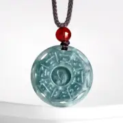 Natural Grade A Jadeite Jade Blue Tai Chi Gossip Pendant Necklace Certificate