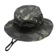 Camo Boonie Hat for Men Women, Military Tactical Wide Brim One Size C-black