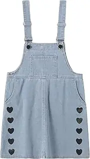 [Kidscool Space] Girls Overall Dress,Simple Design Casual Jeans Jumpsuit