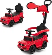 HONEY JOY 3 in 1 Licensed Mercedes Benz Kids Ride on Push Car, Toddler Sliding Walking Car w/Adjustable Canopy, Parent Handle, Armrest Guardrail, Sound & Horn, Foot to Floor Ride On Toy (Red)