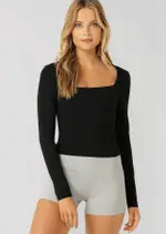 [Lorna Jane] Effortless Long Sleeve Top Bra Combo in Black, Size - 2XS 2XS Black