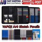 Art Sketch Pencils Oil Drawing Colouring Graphite Charcoal Pencil 72pcs Set AU