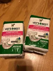 Vet's Best Diapers, Female Dogs, Comfort-Fit Disposable, Medium, 12ct, 2 Pack