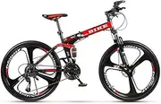 Foldable Mountainbike 24/26 Inches, Bicycle Men's Mountain Bicycle Foldable Mountainbike with Kettle Frame Adjustable Seat with 3 Cutter Wheel for WOM
