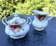 Royal Albert Old Country Roses Bone China Large Sugar and Creamer - Never Used!