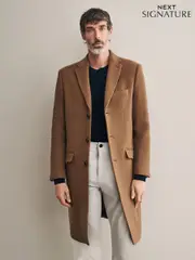 Neutral Signature Soft Touch Wool Rich Epsom Coat (809592) | $362