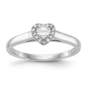 14K White Gold Diamond Heart CZ Halo Engagement Ring