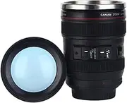 Camera Lens Coffee Mug, Stainless Steel Photographer Camera Mug Travel Coffee Cup with Lid Stainless Steel Inner Liner, Photographer Gifts, Cool Photography Gifts for Men and Women (Black)