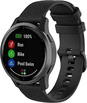 Compatible with Garmin Vivoactive 4 45mm, Garmin Venu 2, GarminActive, Soft Silicone 22mm Replacement Straps Sport Watch Band Quick Release Strap for Garmin Forerunner 745, Black