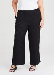 [TS] Taking Shape Spot Satin Natural Wide Pant Size 12 in Black, Viscose - Plus Size Women's Clothing Black