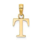 14k Polished Block Letter T Initial Pendant Bracelet Necklace