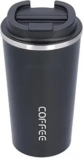 NDNCZDHC 510ml Stainless Steel Insulated Iced Coffee Cup, Portable Travel Cups with Lids, Vacuum Cup for Office Outdoor Travel (Black)