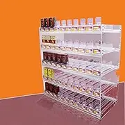 Cigarette Exhibitor - Cigarette Showcase, Acrylic Cigarette Exhibitor, Portable Exhibition Shelf with Transparent Pushers, Trapezoidal Shelf for Cigarettes (Size: 90x6x61